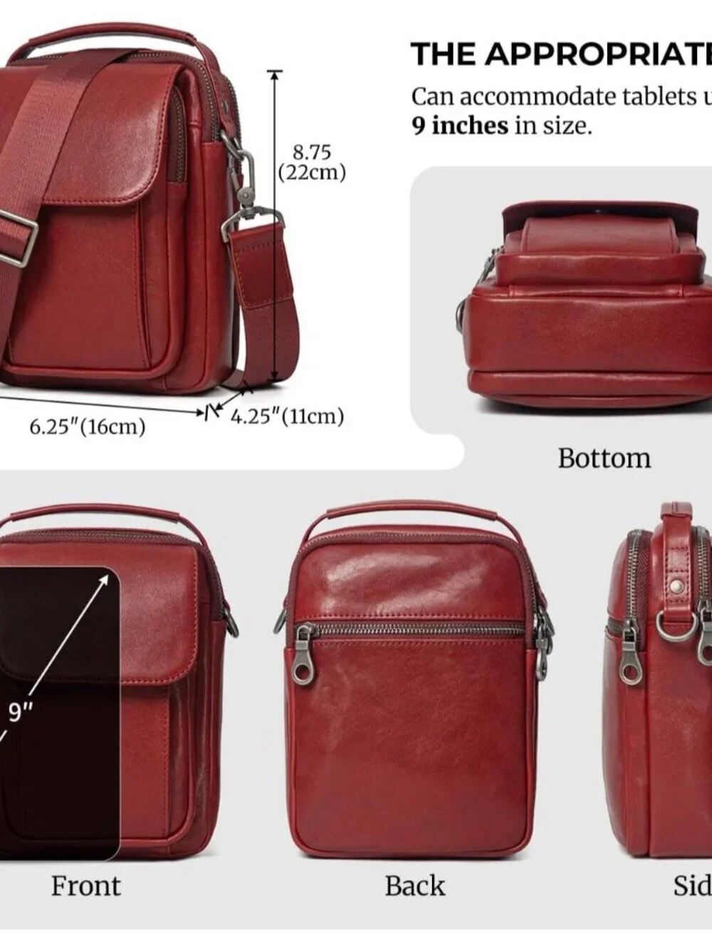 Men's Burgundy Leather Shoulder Sling Travel Crossbody Stylish Magnetic Bag